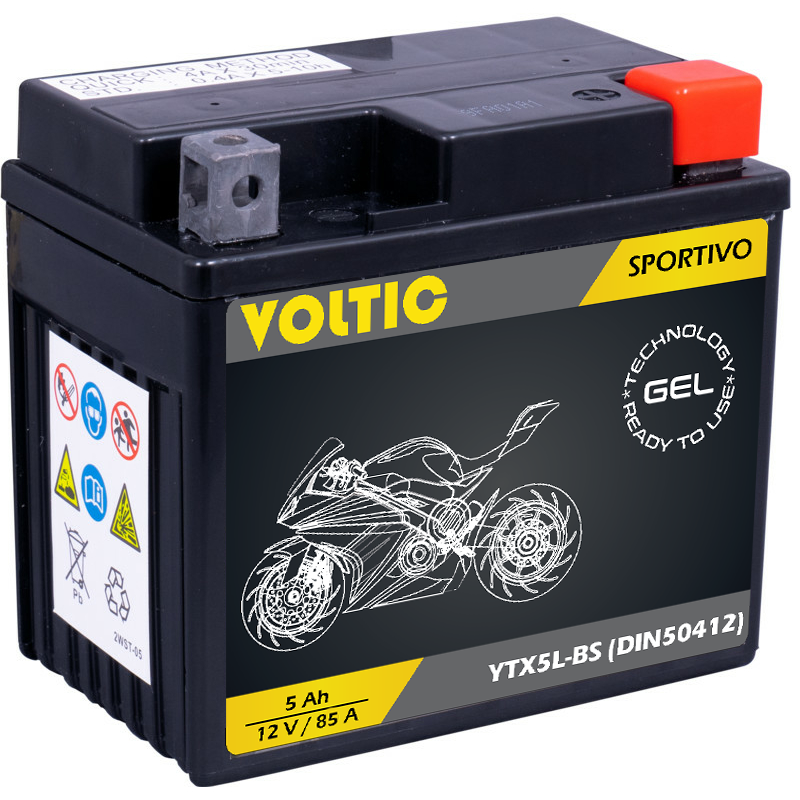 VOLTIC Sportivo GEL YTX5L-BS Motorradbatterie 5Ah 12V (DIN 50412)