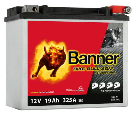 Banner ETX16L Bike Bull AGM PRO 51601 19Ah Motorradbatterie YTX20L-BS (DIN 82000)