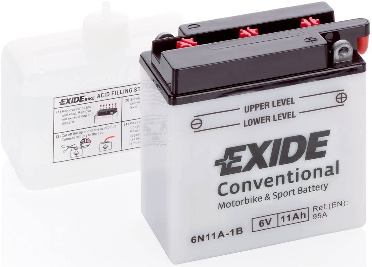 Exide 6N11A1B Conventional11Ah Motorradbatterie 6V (DIN 01214