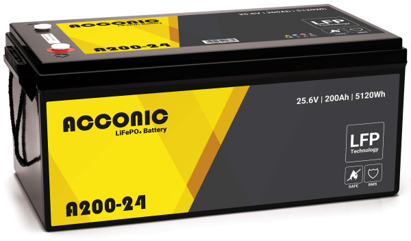Acconic A200-24 LiFePO4 24V Lithium Versorgungsbatterie 200Ah