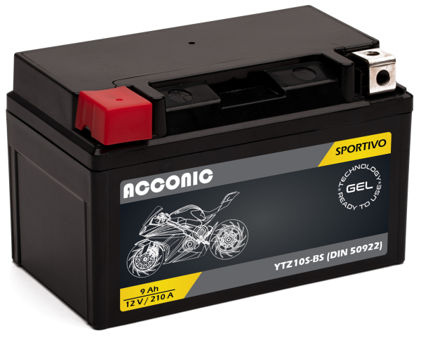 ACCONIC Sportivo GEL YTZ10S-BS Motorradbatterie 9 Ah 12V (DIN 50922)