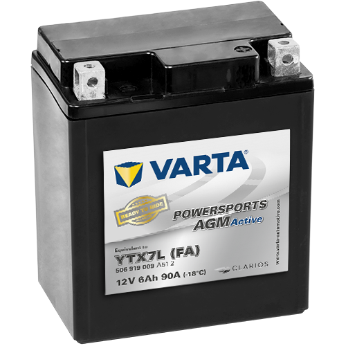 VARTA Powersports AGM ACTIVE YTX7L-BS 6Ah Motorradbatterie 12V (DIN 50614)