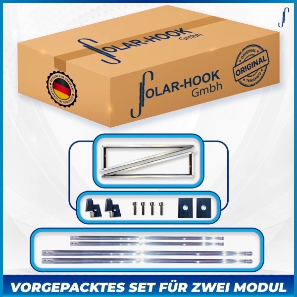 Solar Hook Montagepaket Flachdach Süd Premium-Light-System - für 2 Module (klein)