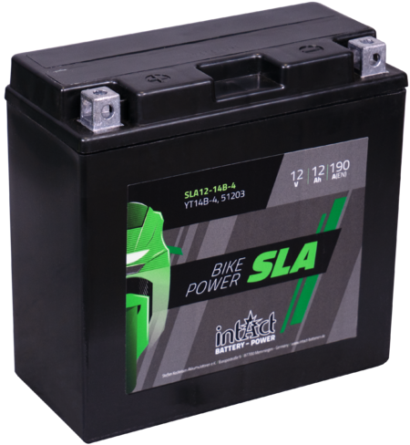 Intact SLA12-14B-4 Bike-Power SLA 12Ah Motorradbatterie (DIN 51201) YT14B-BS, YT14B-4