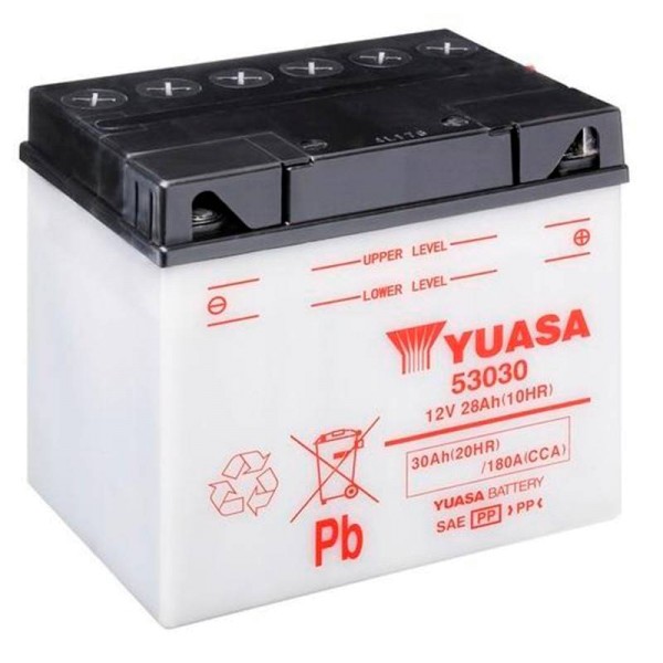 Yuasa 53030 Motorradbatterie 30Ah (DIN 53030) Y60-N30L-A Yumicron 12V