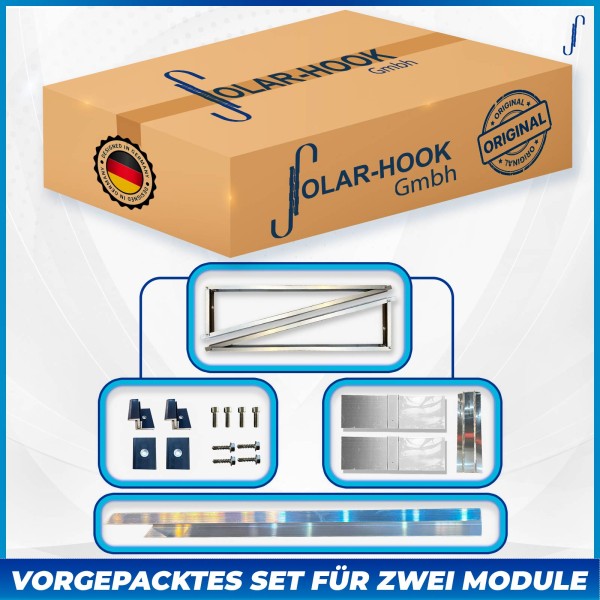 Solar Hook Montagepaket Flachdach Süd Premium-System - für 2 Module