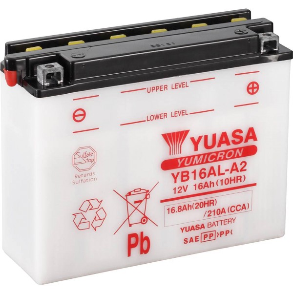 Yuasa YB16AL-A2 Motorradbatterie 16Ah (DIN 51616) Yumicron 12V