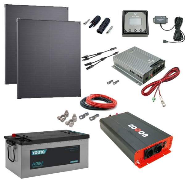 Solaranlage Set 380W mit Batterie 230Ah und 2500W-Wechselrichter