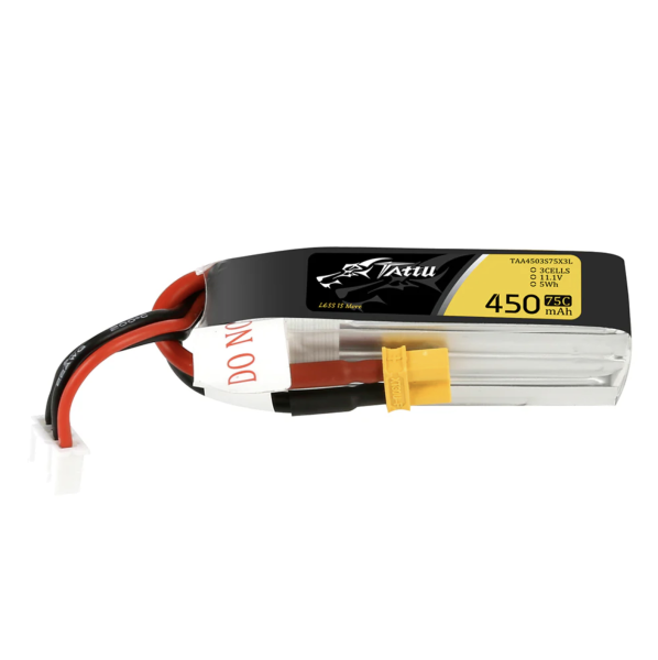 Tattu 450mAh 11.1V 75C 3S1P Lipo Batterie mit XT30 Stecker - lang für H Frame TAA4503S75X3L