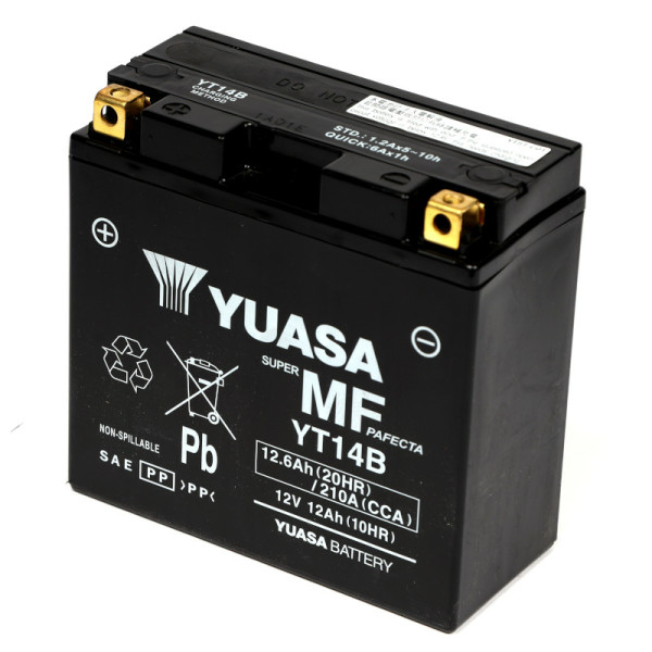 Yuasa YT14B AGM Motorradbatterie 12Ah 12V (DIN 51201)