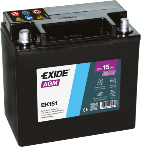 Exide Start-Stop Auxiliary EK151 15Ah AGM Stützbatterie