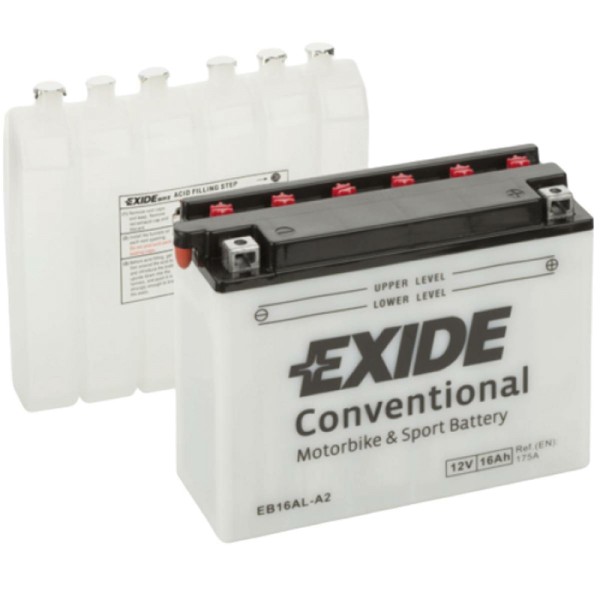 Exide EB16AL-A2 Conventional 16Ah Motorradbatterie (DIN 51616) YB16AL-A2