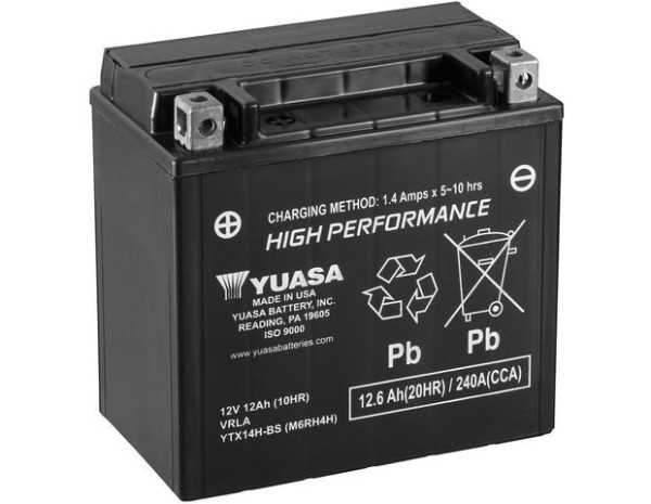 Yuasa YTX14H AGM 12Ah Motorradbatterie (DIN 51214)