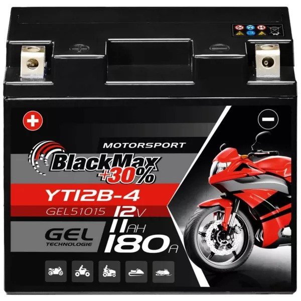 YT12B-BS Motorradbatterie 12V 11Ah BlackMax Gel YT12B-4 (DIN 51015)