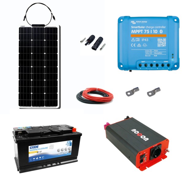 Solaranlage Set 80Wp mit Batterie 80Ah(Gel) und 500W-Wechselrichter