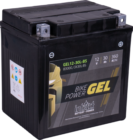 Intact GEL12-30L-BS Bike-Power GEL 30Ah Motorradbatterie (DIN 83000) YIX30L-BS