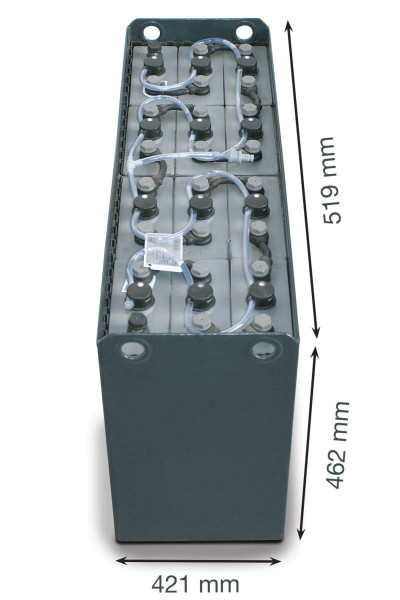 24V Gabelstaplerbatterie 4 PzS 320 Ah DIN C (519 * 421 * 462mm L/B/H) Trog 57014006 inkl. Aquamatik