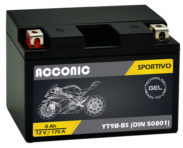 ACCONIC Sportivo GEL YT9B-BS Motorradbatterie 8 Ah 12V (DIN 50801)