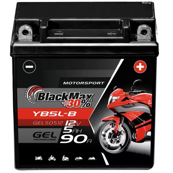 YB5L-B Motorradbatterie 12V 5Ah BlackMax Gel (DIN 50512
