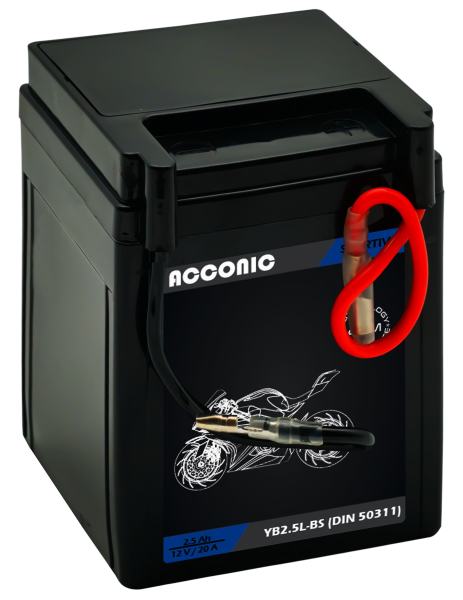 ACCONIC Sportivo AGM YB2.5L-BS Motorradbatterie 2,5 Ah 12V (DIN 50311)