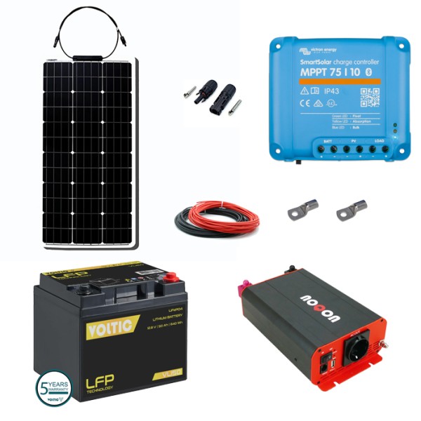 Solaranlage Set 80Wp mit Batterie 50Ah(LiFePO4) und 500W-Wechselrichter