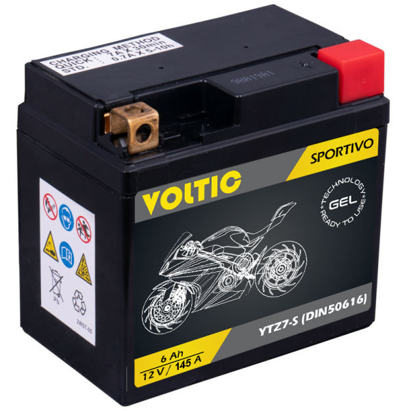 VOLTIC Sportivo GEL YTZ7-S Motorradbatterie 6Ah 12V (DIN 50616)