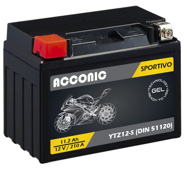 ACCONIC Sportivo GEL YTZ12S Motorradbatterie 11,2 Ah 12V (DIN 51120)