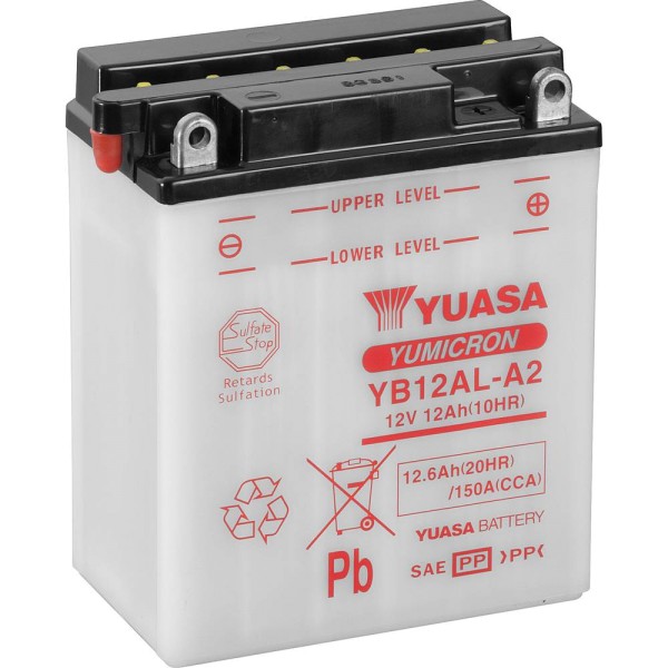 Yuasa YB12AL-A2 Motorradbatterie 12Ah (DIN 51213) Yumicron 12V