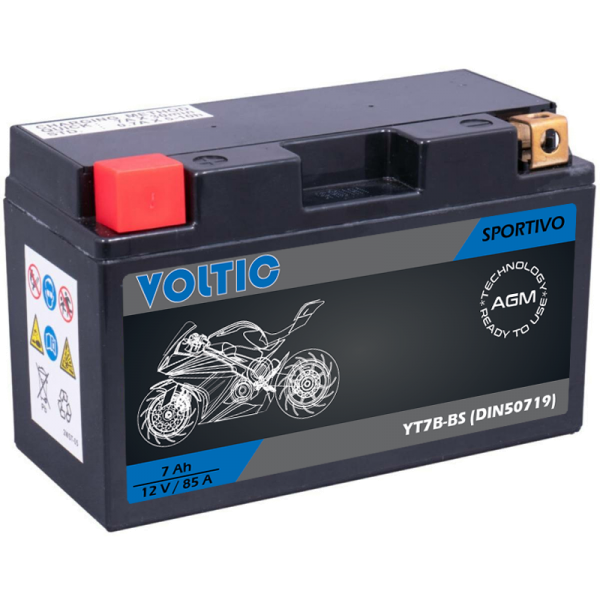 VOLTIC Sportivo AGM YT7B-BS Motorradbatterie 7Ah 12V (DIN 50719)