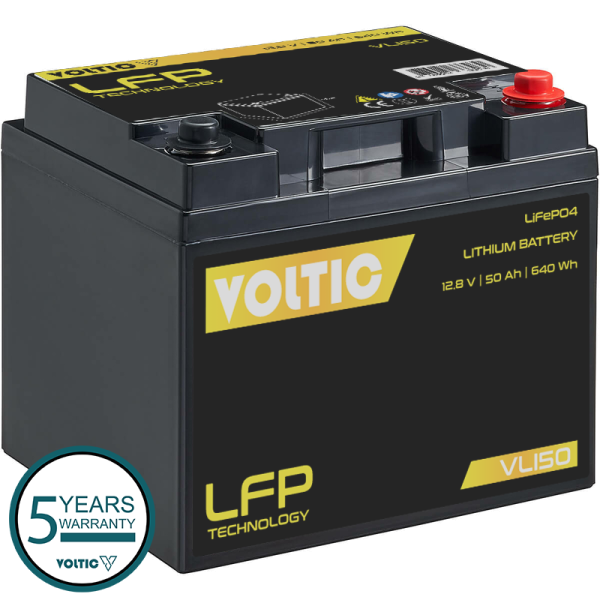 VOLTIC VLI50 12V LiFePO4 Lithium Versorgungsbatterie 50Ah mit App