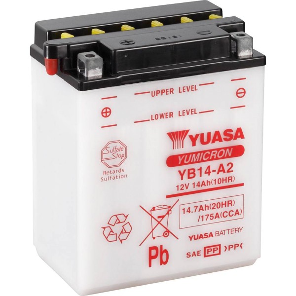 Yuasa YB14-A2 Motorradbatterie 14Ah (DIN 51412) Yumicron 12V