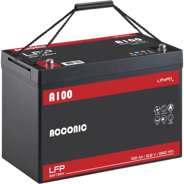 Acconic A100 LiFePO4 12V Lithium Versorgungsbatterie 100Ah