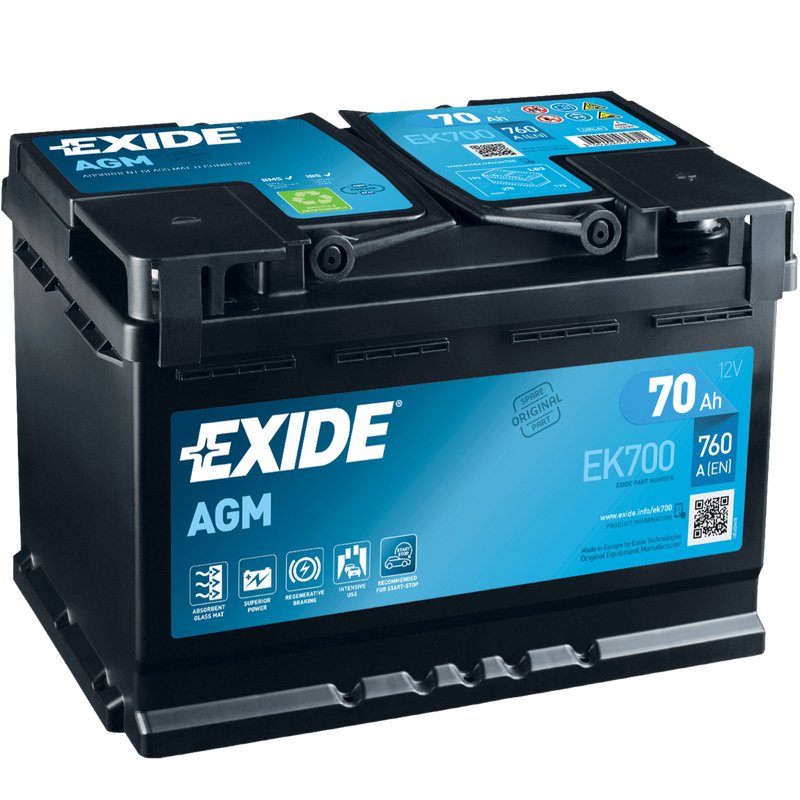 Exide Batteries EK800 AGM PKW Starter-Batterie, Schwarz, 31.5 x