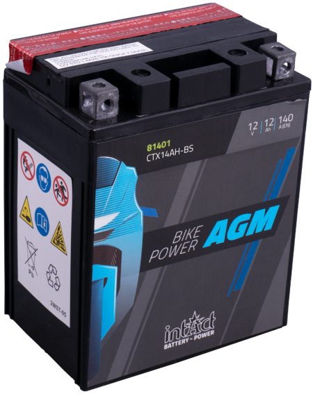 Intact YTX14AH-BS Bike-Power AGM 12Ah Motorradbatterie (DIN 81401)