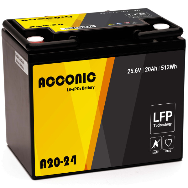 Acconic A20-24 LiFePO4 24V Lithium Versorgungsbatterie 20Ah
