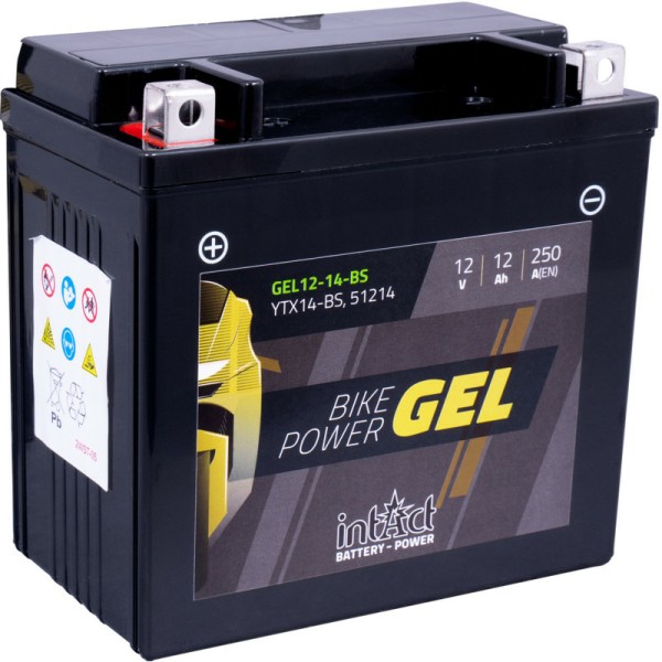 Intact GEL12-14-BS Bike-Power GEL 12Ah Motorradbatterie (DIN 51214) YTX14-BS