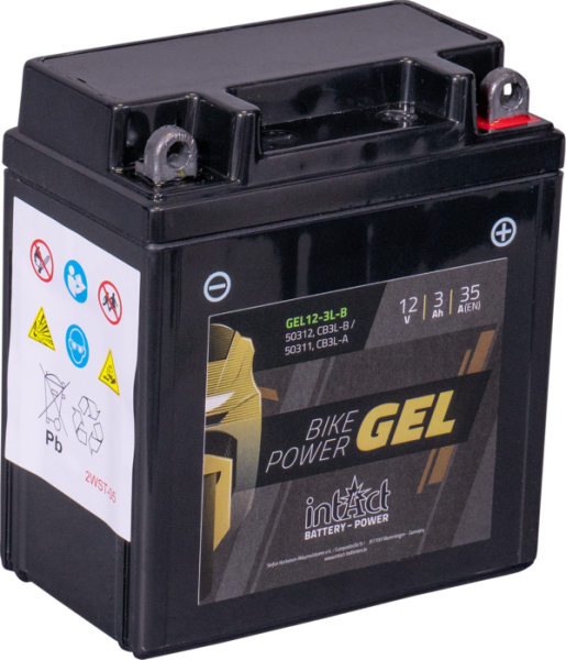 Intact GEL12-3L-B Bike-Power GEL 3Ah Motorradbatterie (DIN 50311/ 50312) CB3L-A / CB3L-B