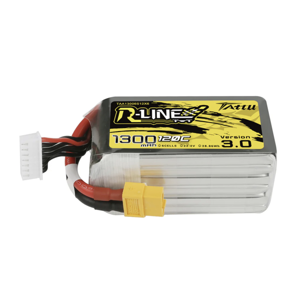 Tattu 1300mAh 22.2V 120C 6S1P R-Line Version 3.0 Lipo Batteie mit XT60 Stecker TAA13006S12X6
