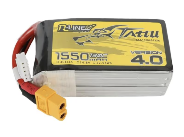 Tattu 1550mAh 14.8V 130C 4S1P R-Line Version 4.0 LiPo Batterie mit XT60 Stecker TAA15504S13X6
