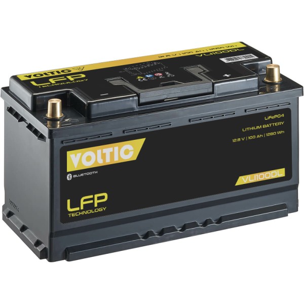 VOLTIC VLI100DL 12V LiFePO4 Lithium Versorgungsbatterie 100Ah mit App
