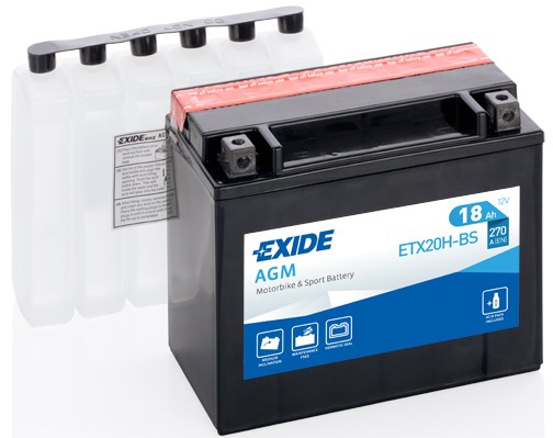 Exide ETX20H-BS Bike AGM 18Ah Motorradbatterie (DIN 82004) YTX20H-BS