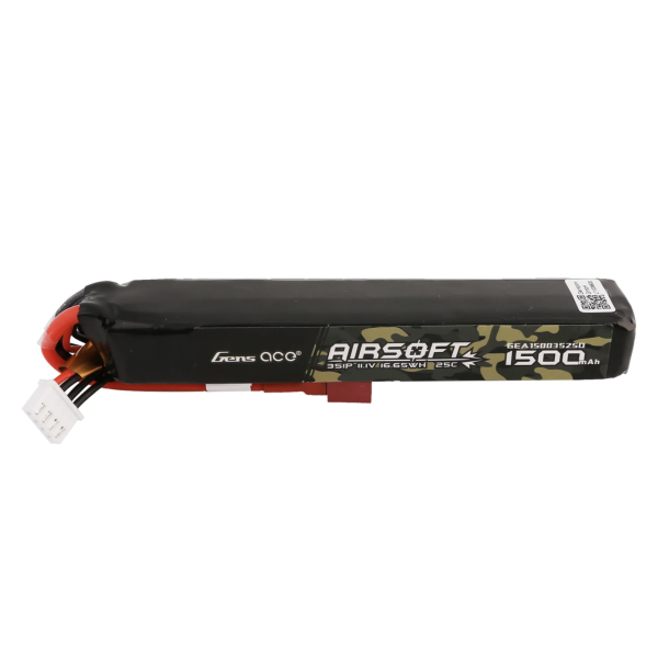 Gens ace 1500mAh 11.1V 25C 3S1P Airsoft Gun Lipo Batterie mit T-Stecker GEA15003S25D