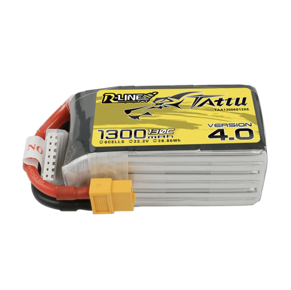 Tattu 1300mAh 22.2V 130C 6S1P R-Line Version 4.0 Lipo Batterie mit XT60 Stecker TAA13006S13X6