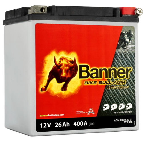 Banner ETX30L Bike Bull AGM PRO 53001 26Ah Motorradbatterie YTX30L-BS (DIN 83000)