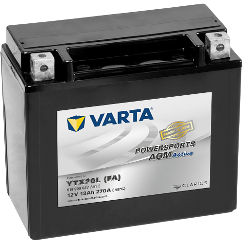 VARTA Powersports AGM ACTIVE YTX20L-BS 18Ah Motorradbatterie 12V (DIN 82000)
