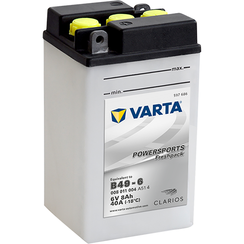 VARTA Powersports Freshpack B49-6 8Ah Motorradbatterie 6V (DIN 00811)