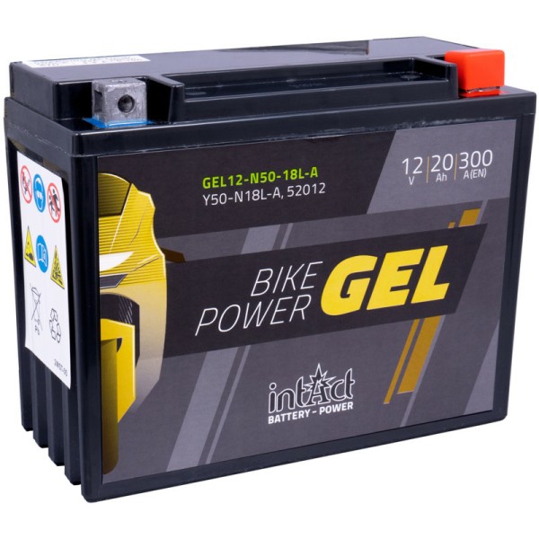 Intact GEL12-N50-18L-A Bike-Power GEL 20Ah Motorradbatterie (DIN 52012) Y50-N18L-A