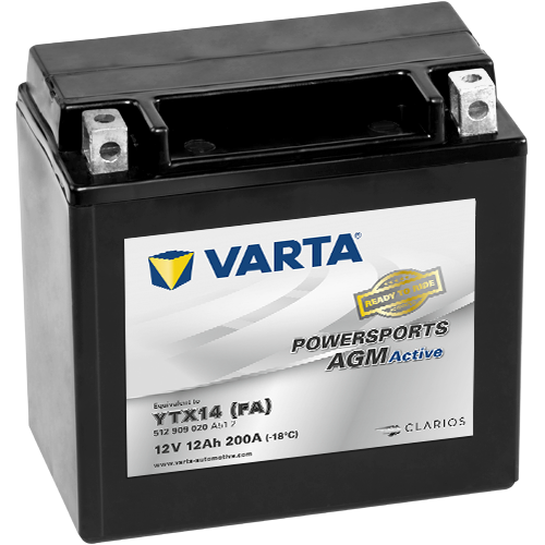 VARTA Powersports AGM ACTIVE YTX14-BS 12Ah Motorradbatterie 12V (DIN 51214)