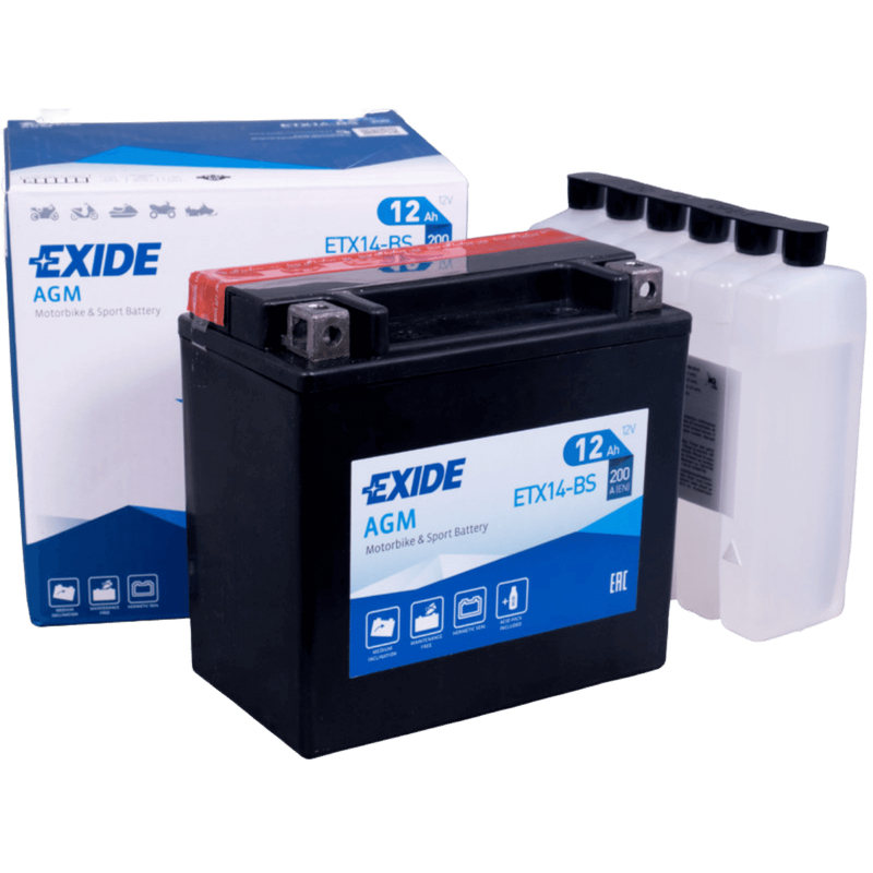 Exide ETX14-BS Bike AGM Motorradbatterie 12V 12Ah 200A DIN 51214