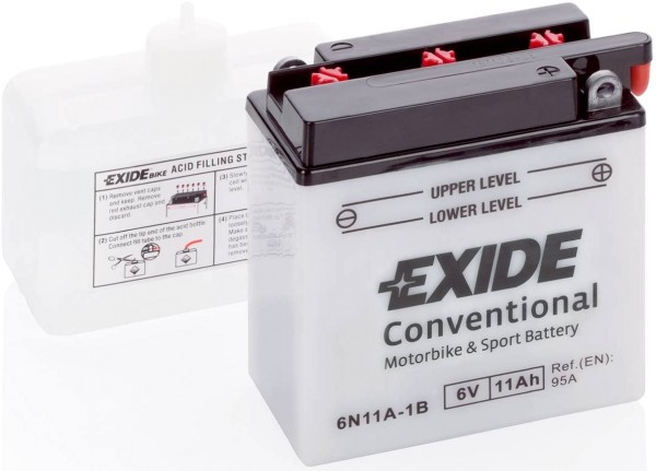 Exide 6N11A-1B Conventional 11Ah Motorradbatterie 6V (DIN 01214)